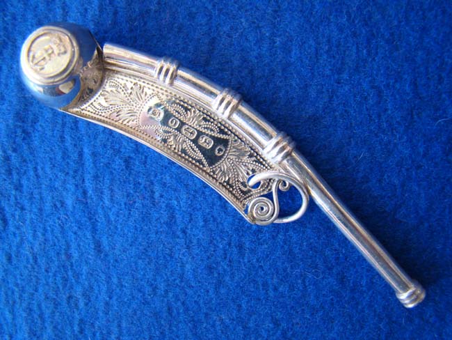 An English sterling silver Bosun's Whistle made in 1863